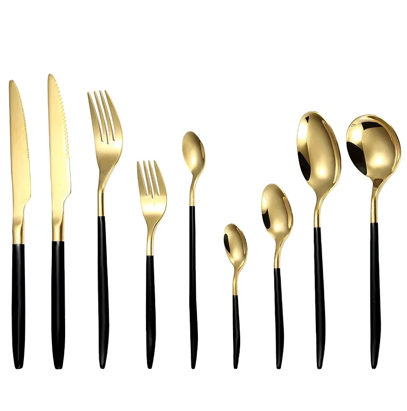 

Wholesale Christmas Party Luxury Nordic Gold Stainless Steel Dinner Set Cutlery Dinnerware Flatware Sets, Customized color