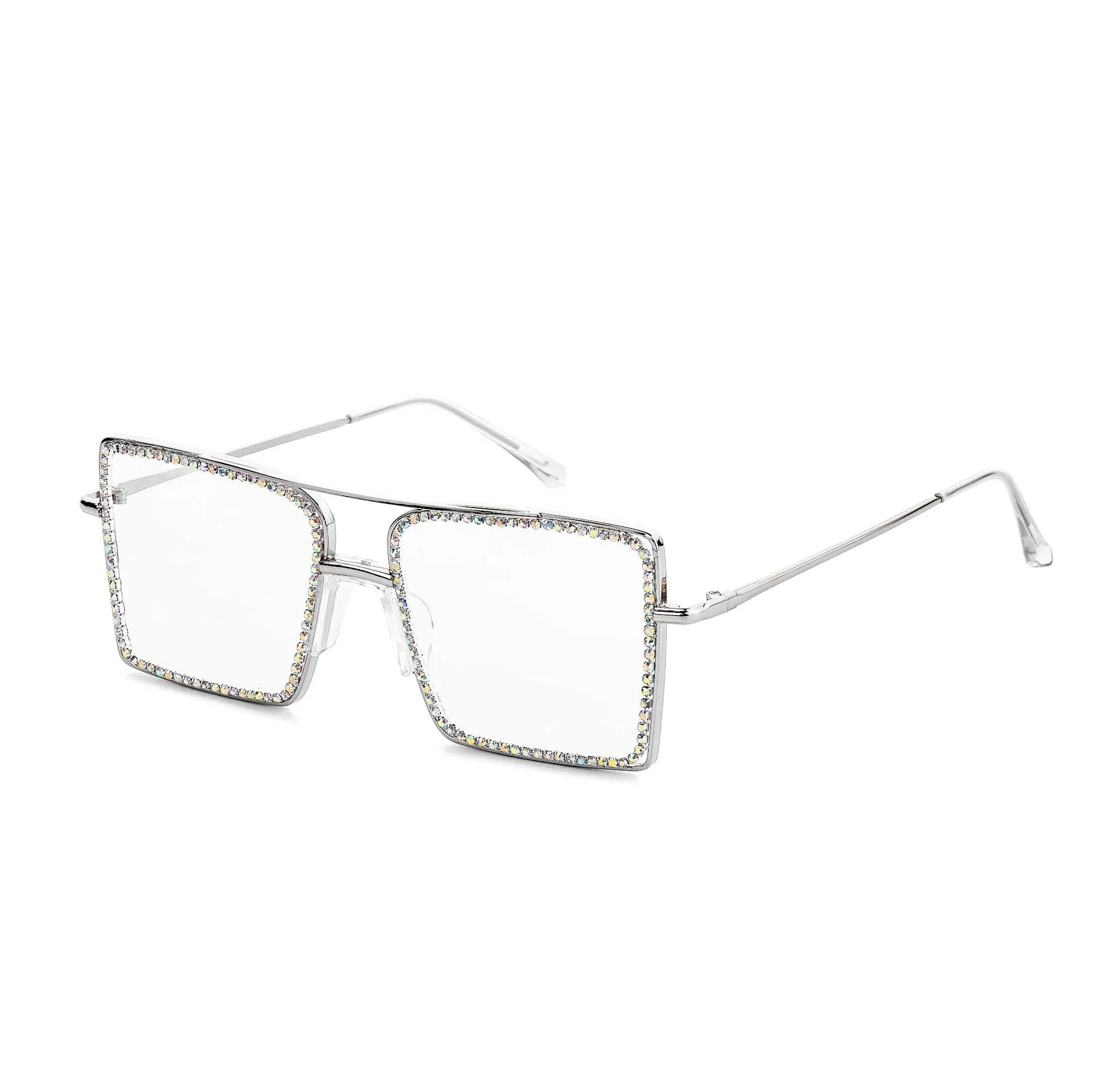 

new clear frame fashion bling rhinestone glasses UV400 shiny glasses, Mix color