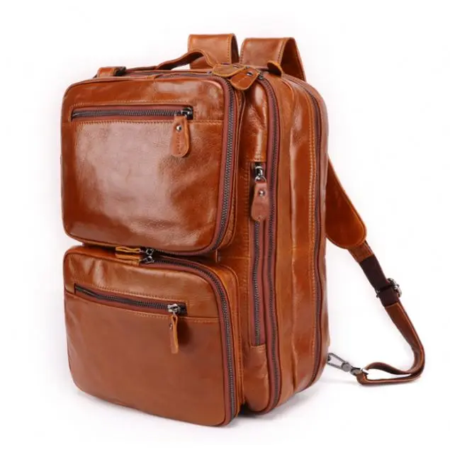 

Cow Hide Genuine Leather Laptop Messenger Backpack Men Women, Customized color