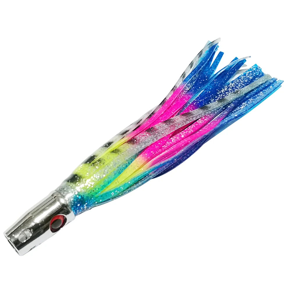 

Newbility 7" 55g Copper Metal Head Heavy Duty Jigging Soft Silicone Skirts For Tuna Fishing Teaser Lure Artificial Bait, 5 colors