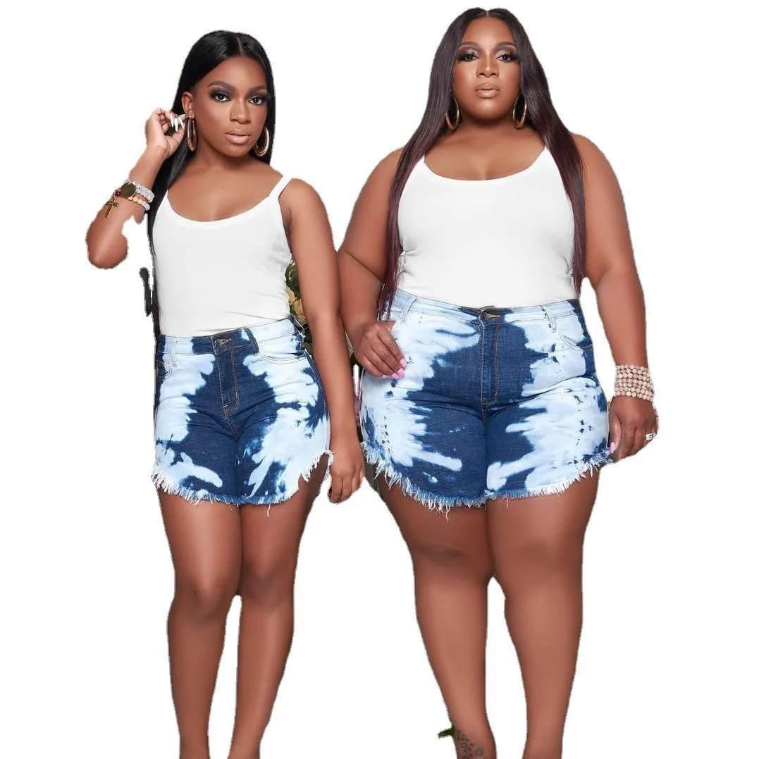 

TB5289 Best selling ripped sexy plus size pants & jeans bodycon tassel denim shorts for women patchwork color women's shorts