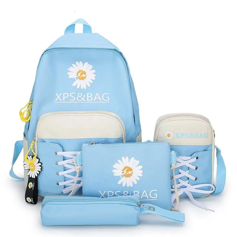 

Hot sale flowers pattern nice water resistant 4 pieces student shoulders bag back to school bags backpack set for girl, Red/pink,green/blue/black/
