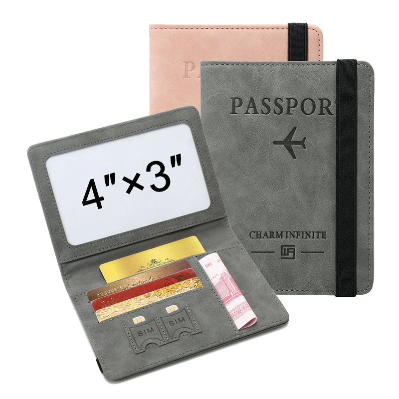 

2022 Fashion RFID Business Passport and 4*3 Card Holder Leather 3x4inches Passport Holder, Gray,green,pink,blue,black,red,orange,coffee