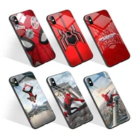 

Custom print SuperHero avengers Toughened glass cell phone case for iPhone X XS 7 8 11 case cover for Samsung S10