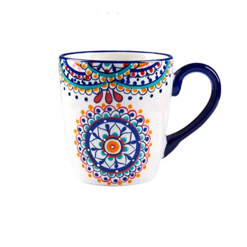 

Under glaze Bohemian Milk Cup Breakfast Mug