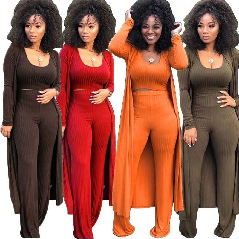 

91010-SW65 high quality 3 piece sets long coat jumpsuits women 2019 sehe fashion, 4 colors