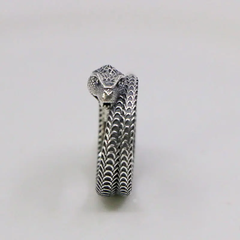 

925 Sterling Silver Old Retro Temperament Index Finger Animal Snake-Shaped Winding Men Snake Ring