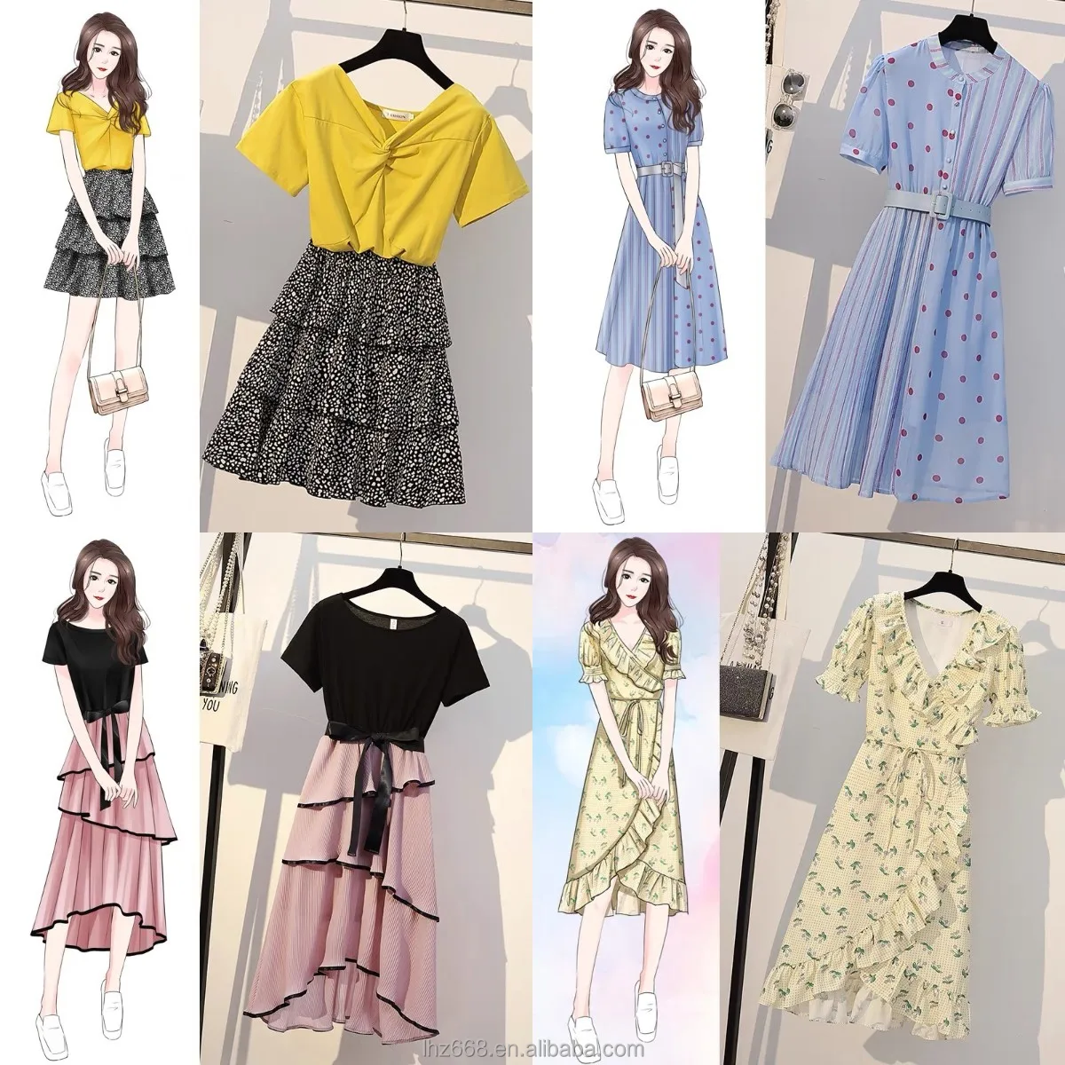 

Women's dress Korean Casual girl's dress fashion floral dress women