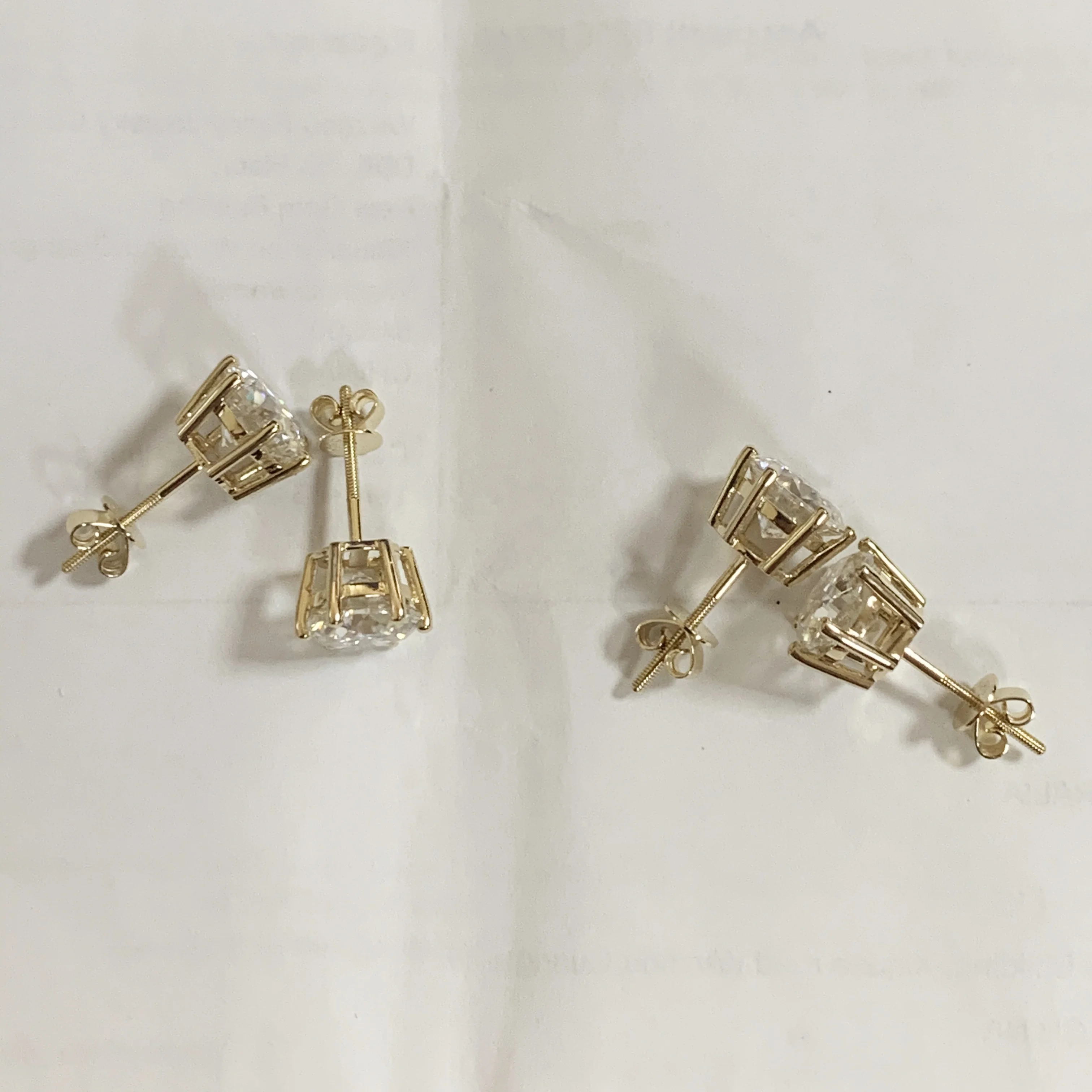 

wholesale 14K 18K Yellow Gold Stud Diamond earrings with 8mm 2ct moissanite, White gold