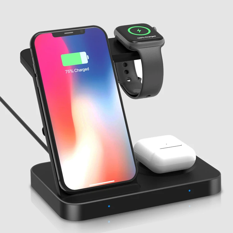 

Multifunctional Mobile Charging Station 5 in 1 Wireless Charger 10W For Samsung Airpods, Black