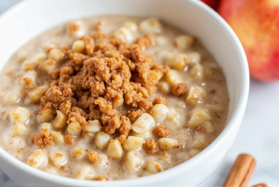 Seasonal variations of apple cinnamon oatmeal featuring different apple varieties, toppings, and presentation styles for each season