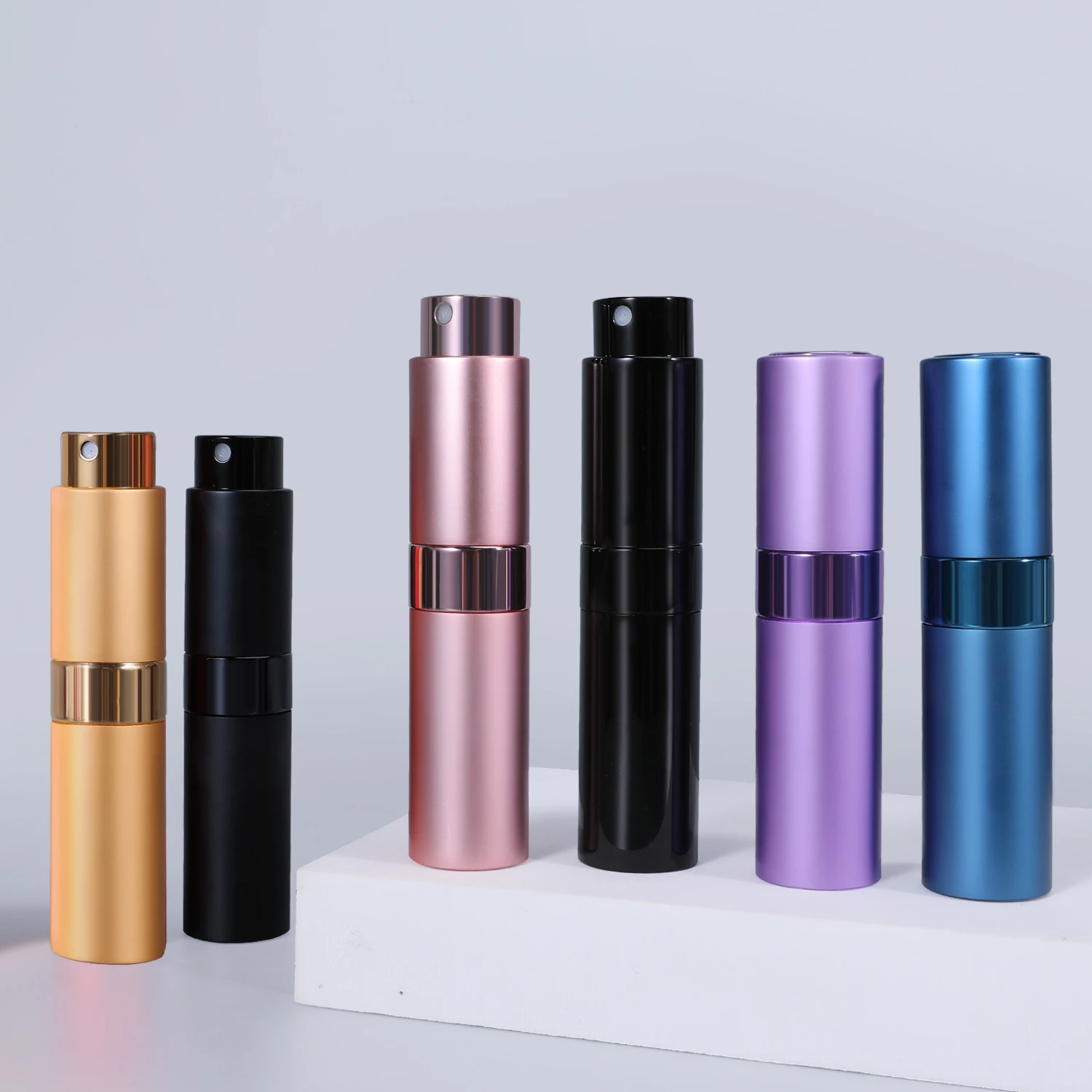 

8ML 10ML Perfume Glass Bottle With Screw Head Refillable Empty Spray Aluminum Atomizer Container