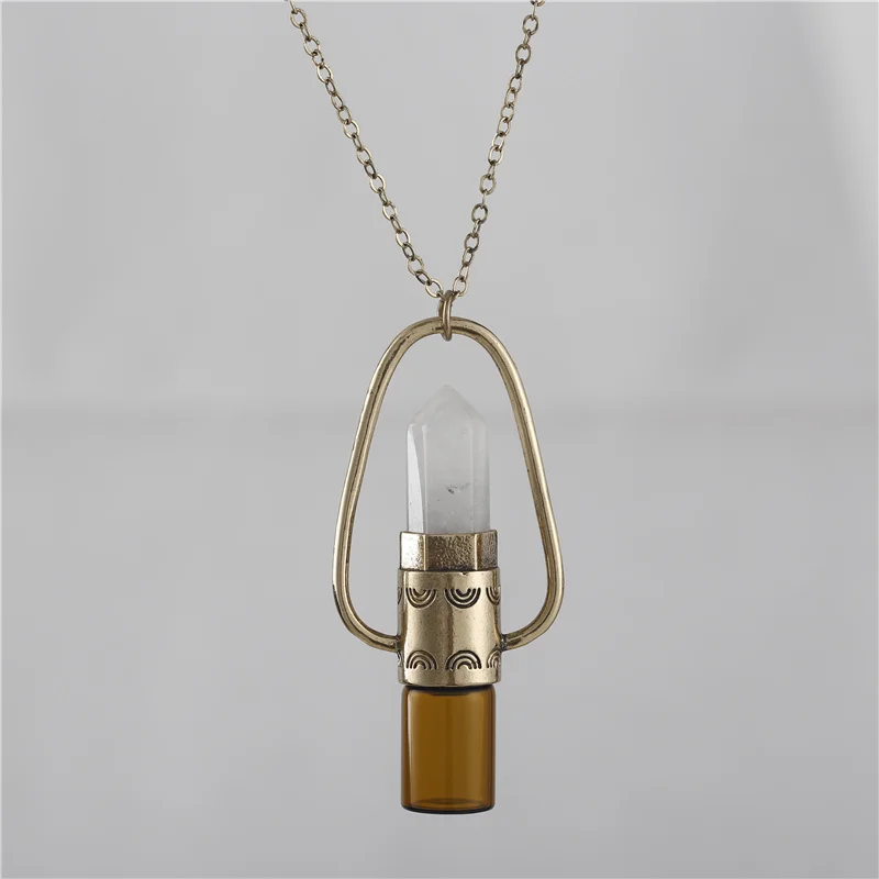 

Best Selling Ladies Gift Natural Gemstone Crystal Perfume Bottle Necklace