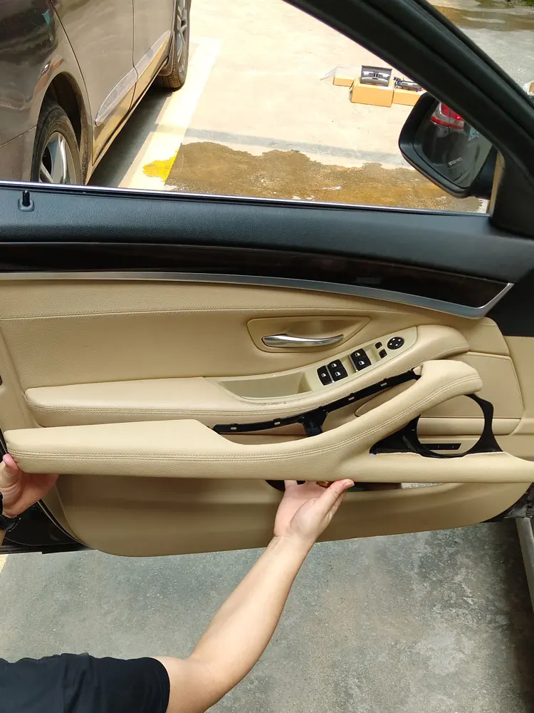 Front Left Driver Door Handle Armrest Leather Outer Frame Support For