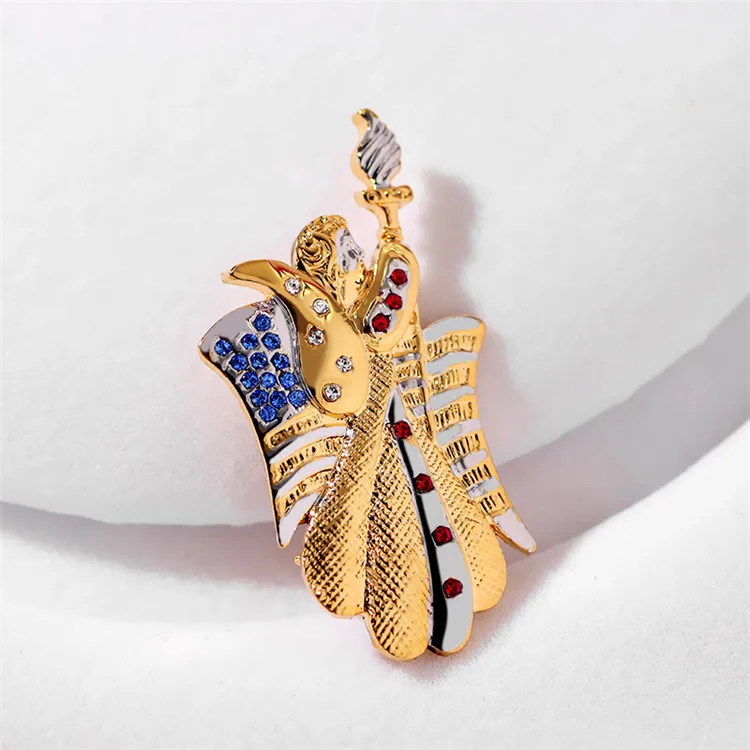 

QIANZUYIN American Statue Of Liberty Badge Designer Brooches Women Brooches Trendy Metal Logo Brooches, Gold