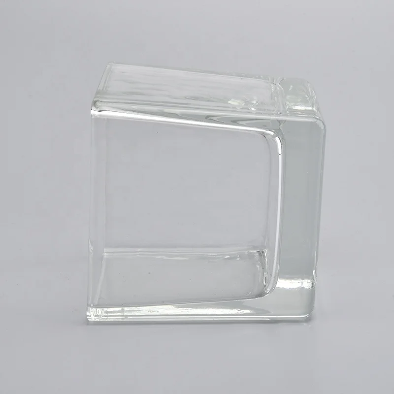 Square Glass Candle Jars With Different Surface decoration