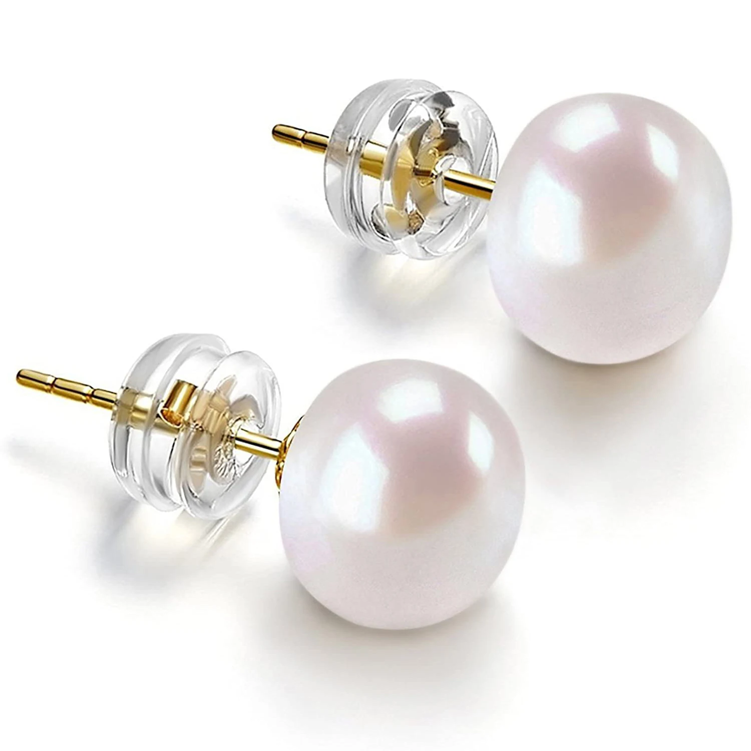 

14K Gold 925 Sterling Silver AAA+ Handpicked 6-12MM White Natural Freshwater Cultured Women Pearl Earrings Ear Studs