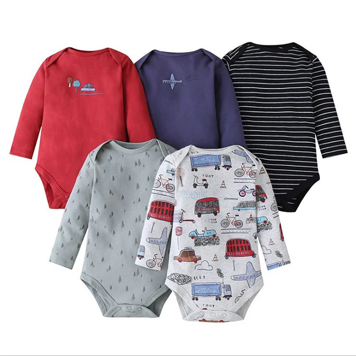 

Hot sales in amazon boys 5-piece combo set high-quality cotton long-sleeved romper