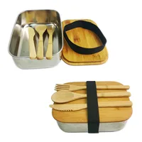

Eco friendly bamboo fiber stainless steel bento lunch box 18*14*6.5cm