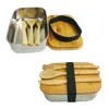 Natural bamboo fiber stainless steel bento lunch box 18*14*6.5cm