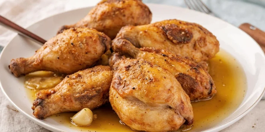 Chicken being seared in a pan