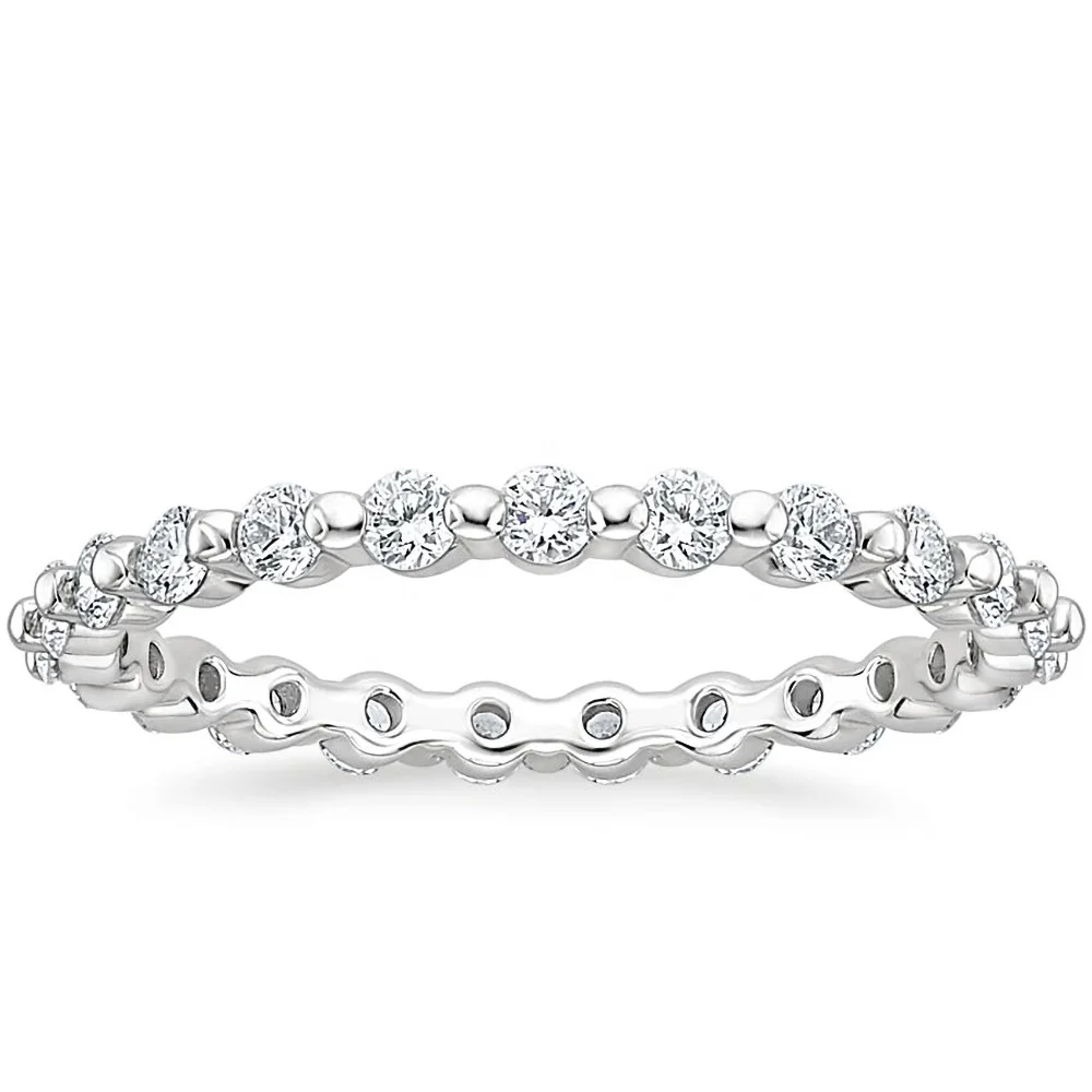 OAHLAN Luxury Jewelry 925 Sterling Silver Rings Stackable Rings Full VVS1 Moissanite Wedding Band for Women Wife