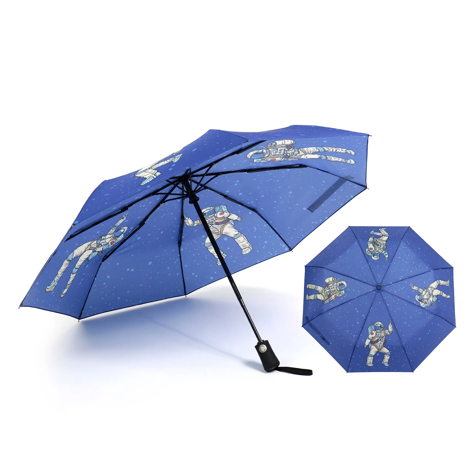 

Full Automatic Portable Compact Windproof 3 fold umbrella with astronaut/spaceman logo