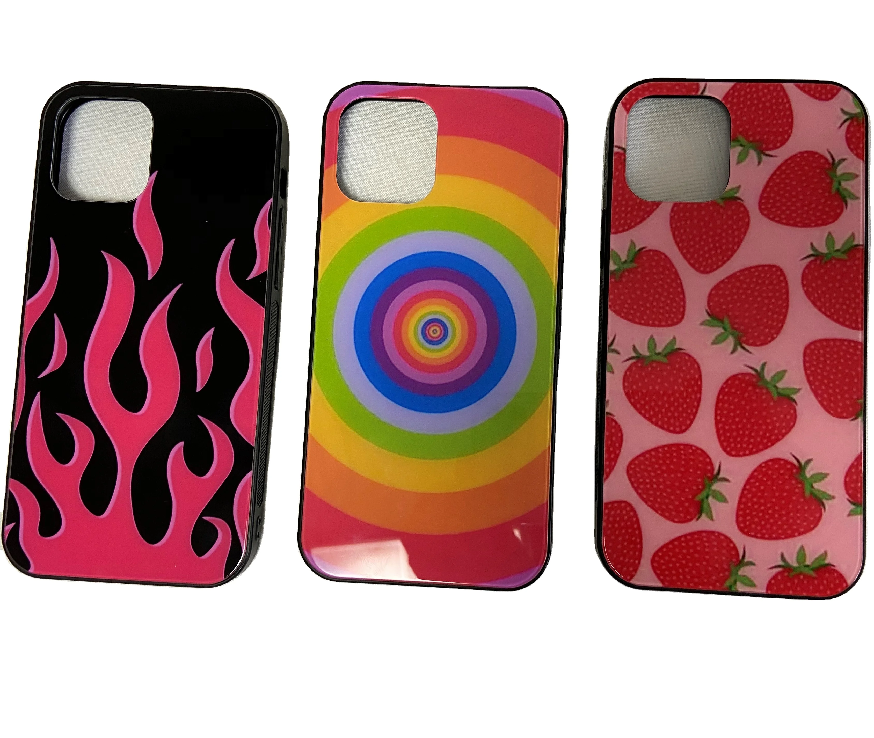 

Wholesale Custom Case Designer Tempered Glass TPU Mobile Phone case For iPhone X/XS 7 8 11 12 13 Flames Case For Samsung