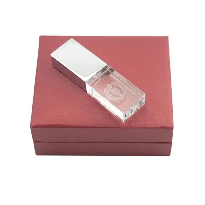 New Crystal LED Light Transparent Rectangle Glass USB Flash Drive 3.0 Wedding Gift Pendrive - ANKUX.COM