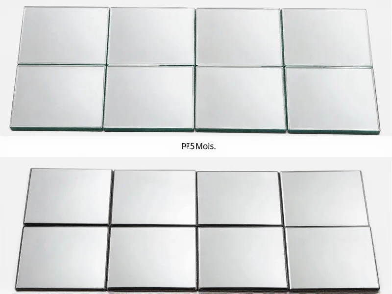 Comparison of evenly spaced mirror tiles versus uneven spacing