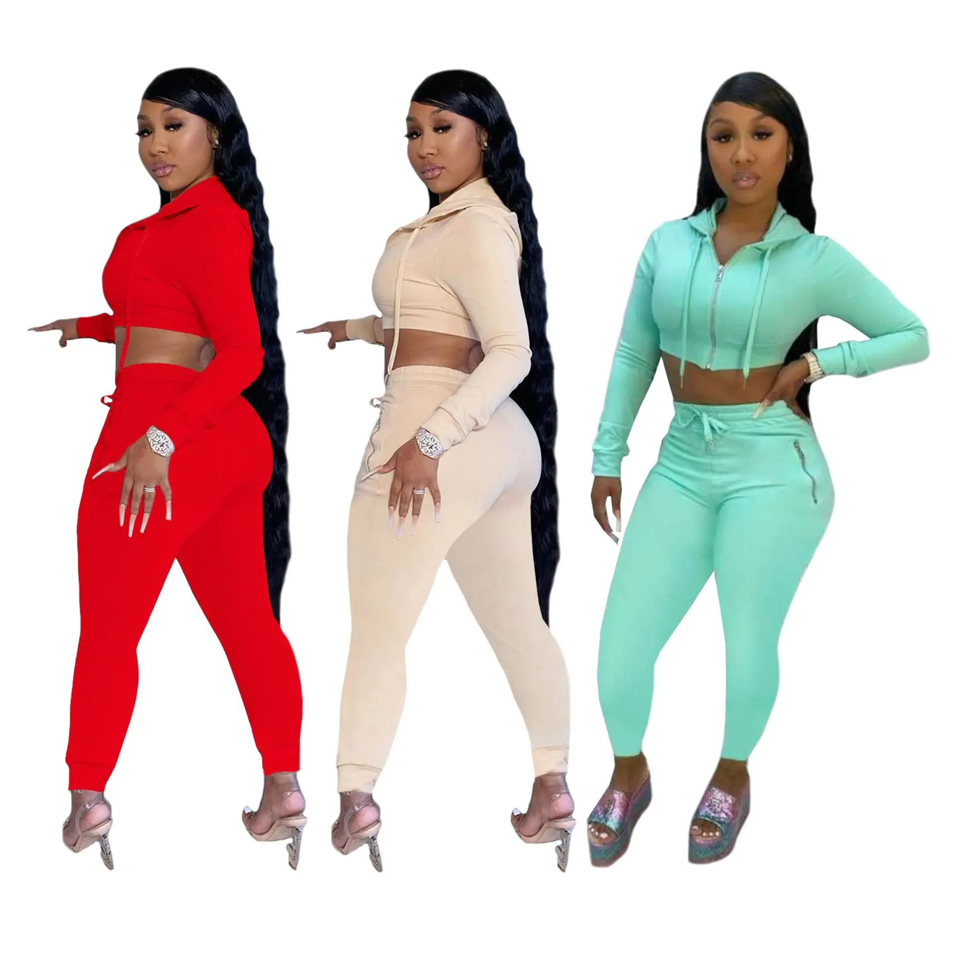 

European and American women's clothing outfits new fashion casual sports suit two-piece suit 2 piece pants sets