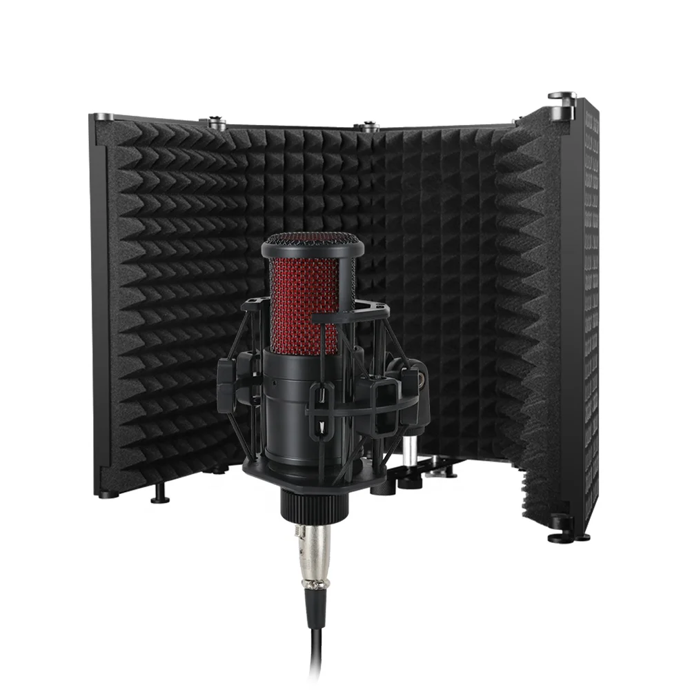 

China wholesale soundproof wired condenser microphone windscreen indoors custom wind screen, Black