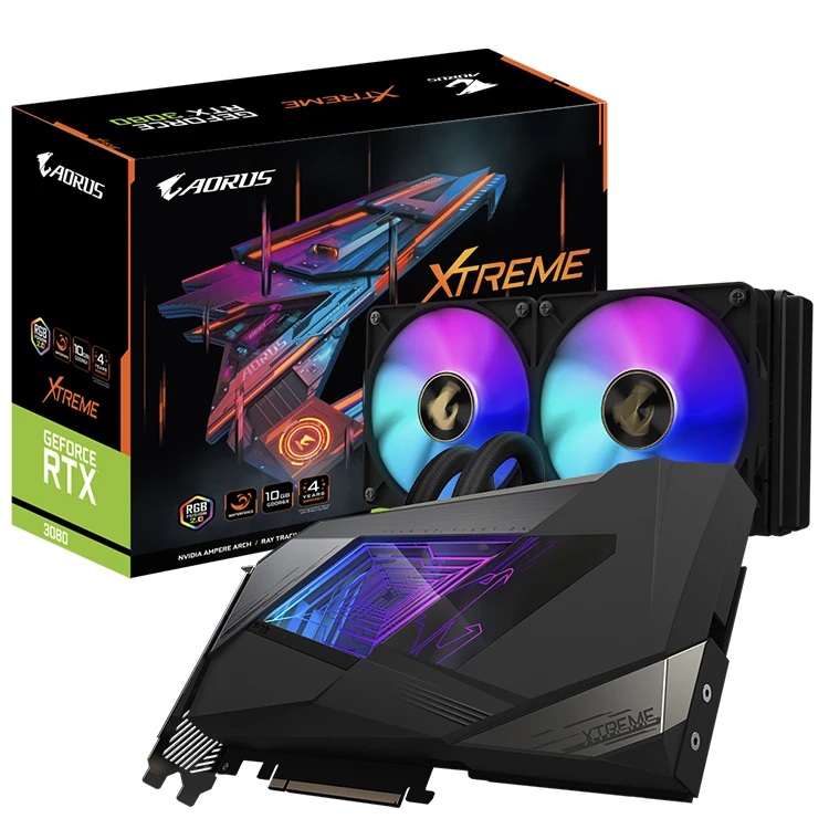 

GIGABYTE AORUS GeForce RTX 3080 XTREME WATERFORCE 10G Gaming Graphics Card with 10GB GDDR6X Memory Support OverClock