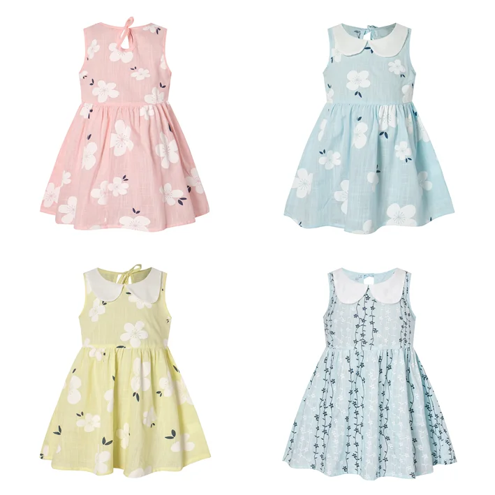 

2020 Summer Sleeveless baby turn down collar sundress flower princess children clothes girl dresses for wholesale, As pic shows, we can according to your request also