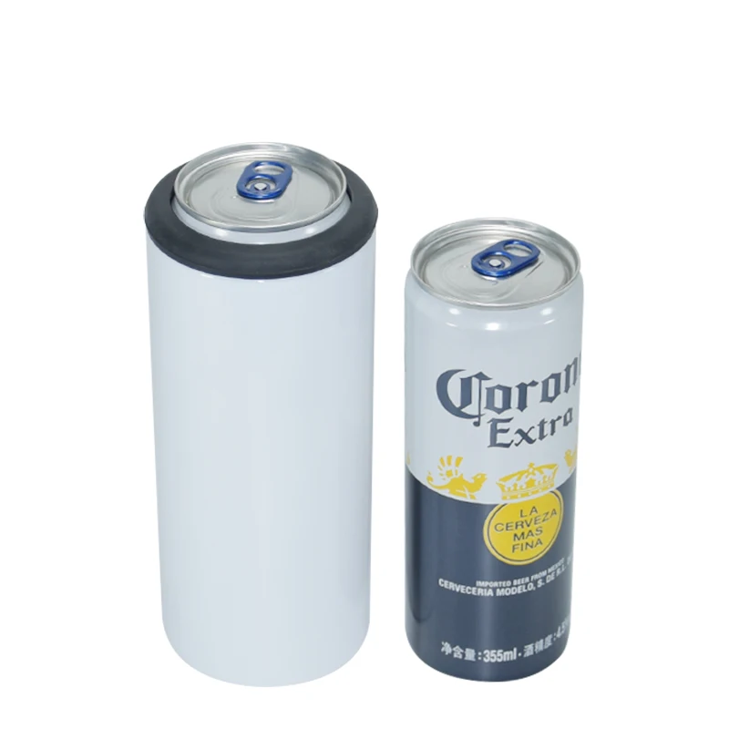

USA warehouse AGH 12oz 15 oz stainless steel cola beer soda straight slim skinny blanks sublimation can cooler with double lids, White blank
