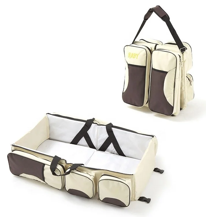 

2021 New 3-in-1Travel Portable Multifunction Mommy Baby Diaper Bag Large Capacity Baby Folding bag bed For Baby, Customized colors