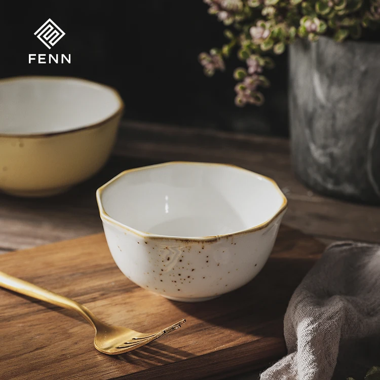 

Hot sale nordic style  optional color round shape ceramic gift set rice bowl