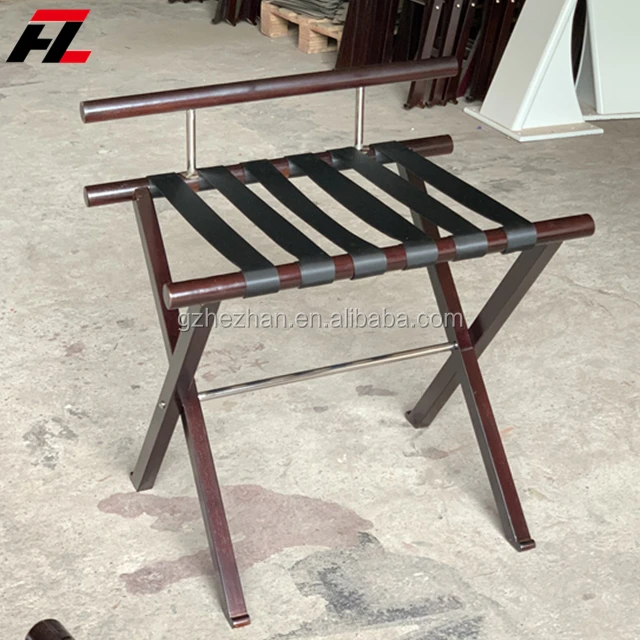 
Customized Hotel Room Wooden Folding Luggage Rack With Back rest WallSaver Luggage Rack 
