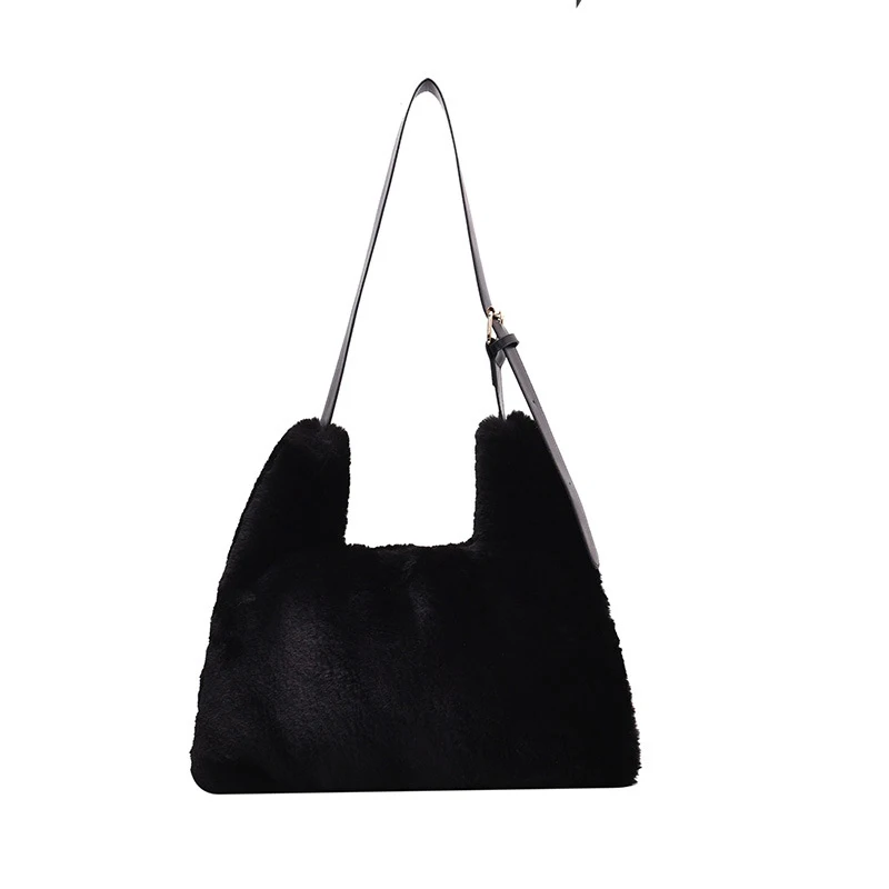 

Autumn and Winter Solid Color Plush Bag Women's Simple Large Capacity Plush Armpit Shoulder Bag