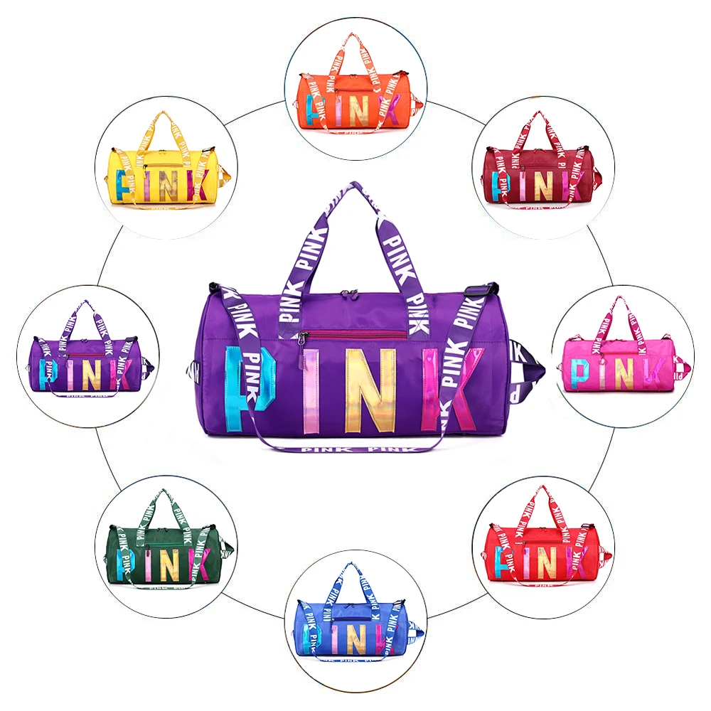 

2022 yiwu weekender sport bags for gym nylon sport bag woman gym pink duffle bag, Customzied color