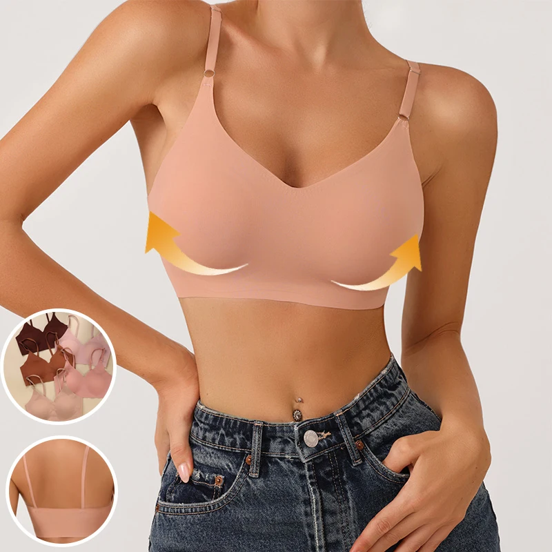 

Sharicca Summer Laser Cut Seamless Wireless Push Up Bra Basic Crop Top Por Mayor Padded Women Brassier Ice Silk Seamless Bra, Picture show
