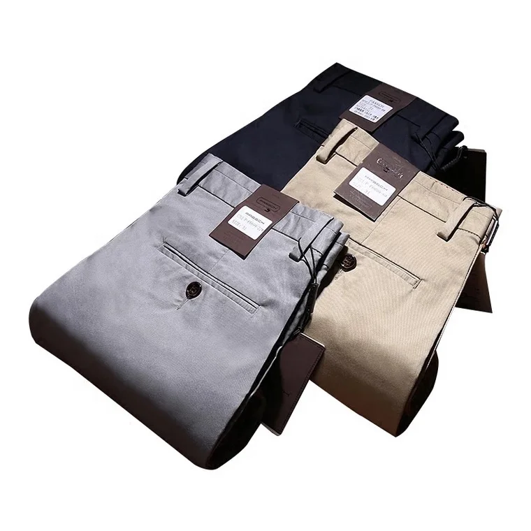 

High quality casual clothes solid color chinos pants slim fit men high elasticity wholesale men's trousers