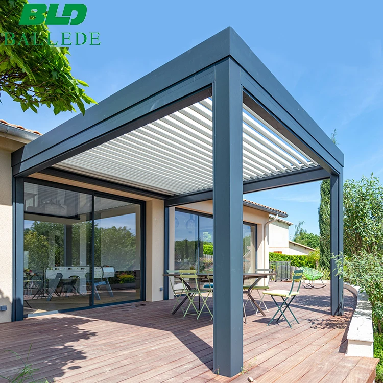 

Prefab Houses Electrical Opening Louvre Roof Pavilion Arches Trees Aluminum Pergola For Sale, Ral colors