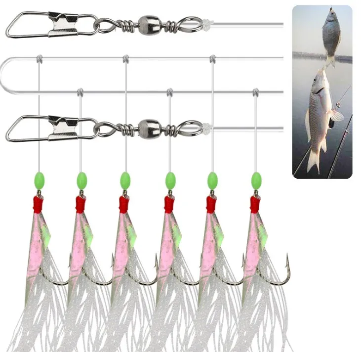 

Fishing Hook Mackerel Feathers Bass Luminous Bait Treble Carbon-Steel Cod Lure High Quality, Silver