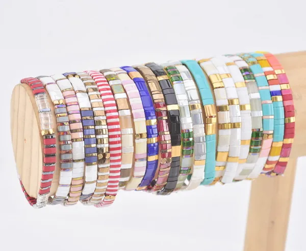 

Bohemian Innovative Rainbow Miyuki Tila Bead Bracelet Handmade Seed Beads Bracelet Beach Gifts For Women Friendship Jewelry, Multi