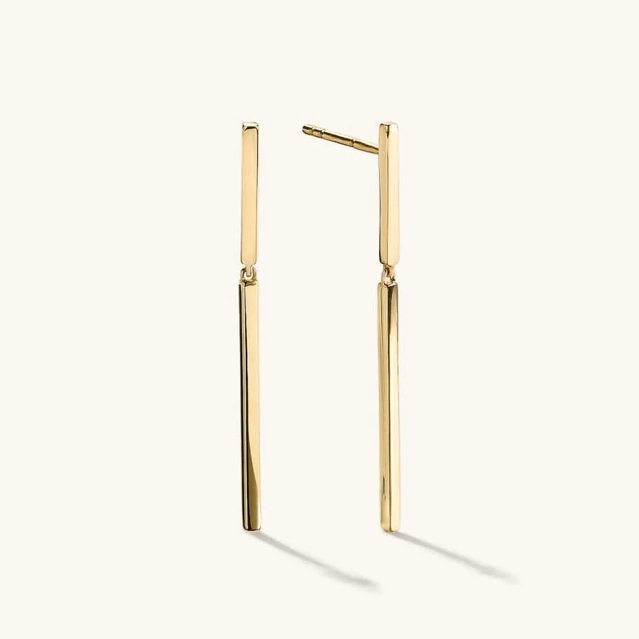 

LOZRUNVE Fashion Jewelry Gold Minimalist Handcrafted Long Bar Drop Earring