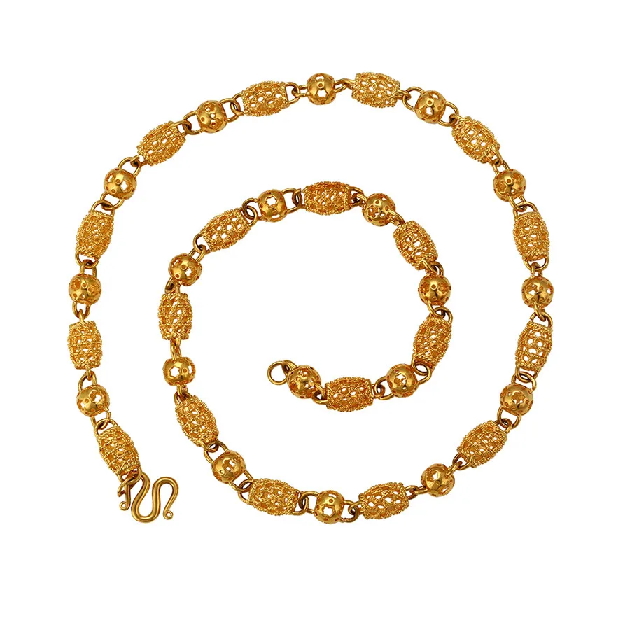 

A00549151 xuping jewelry fashion domineering 24K gold-plated frosted hollow transfer beads luxury necklace