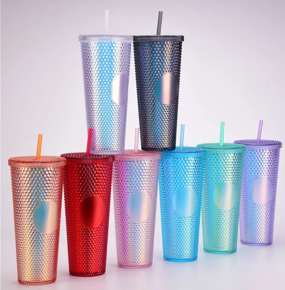 

2022 New Design Hot Selling 24oz Matte Tumbler Plastic Double Wall Drinking Tumbler Cups in Bulk with Lids and Straws