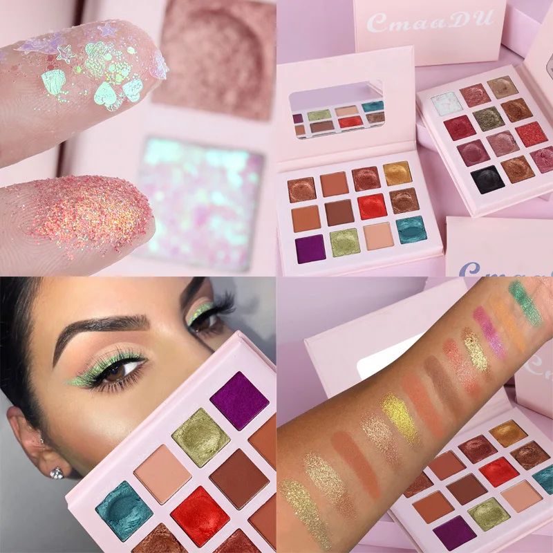 

2021 Popular Style high pigment long lasting 12 colors glitter waterproof eyeshadow palette