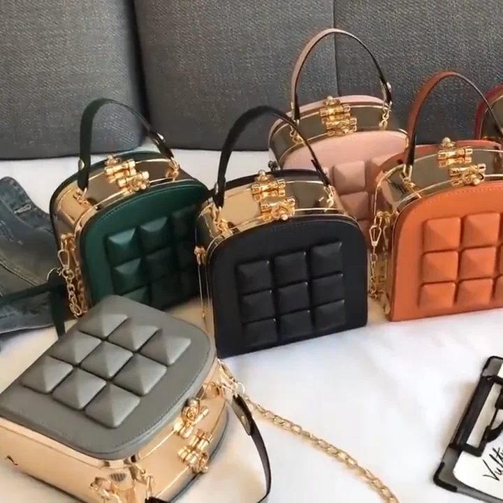 

2021 Factory Wholesale Ladies Cross Body Bag metal square chain box Purses Women Handbags